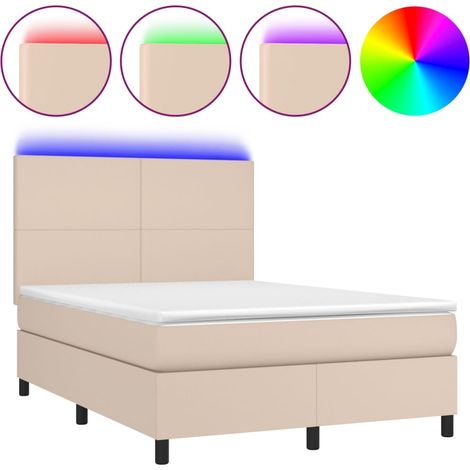 Maison Exclusive - Giroletto Molle Materasso e LED Cappuccino 140x200cm Similpelle (1/5)