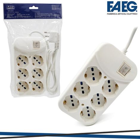 MULTIPRESA UNIVERSALE 6X 10A   16A CON SCHUKO CON CAVO