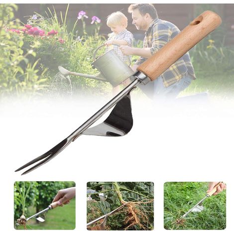CCYKXA  Nouveau Jardinière Manuelle, Désherbeur Manuel Outil Gouge de Désherbage en Acier Inoxydable avec poignée Bois Pelle Jardinage Arrache Pissenlit (1pcs)
