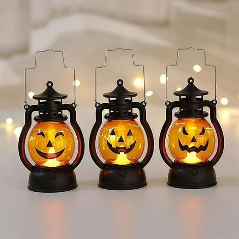 3PCS Lanterne Citrouille Lumineux Flash pour Les Enfants À L'extérieur, Lumières LED Citrouille avec Décorations d'halloween À Piles, Lumière De Citrouille Intérieur Extérieur Décor Ornements (1/5)