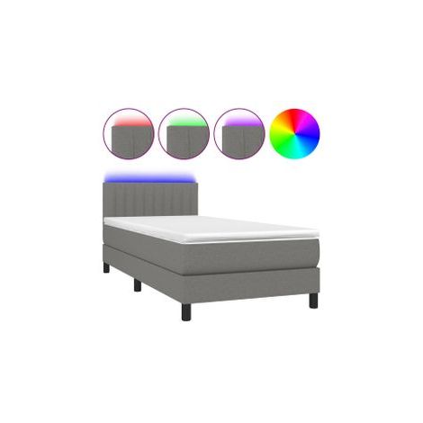 Sommier à lattes de lit et matelas et LED Gris foncé 100x200 (1/5)