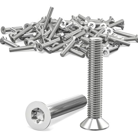 Lot de 100 vis à tête fraisée M3 x 16 mm, M3 Torx en acier inoxydable 304, vis à tête fraisée avec six pans creux/Torx (ISR/TX) selon la norme 14581 / 965, pour machines, appareils et (1/5)
