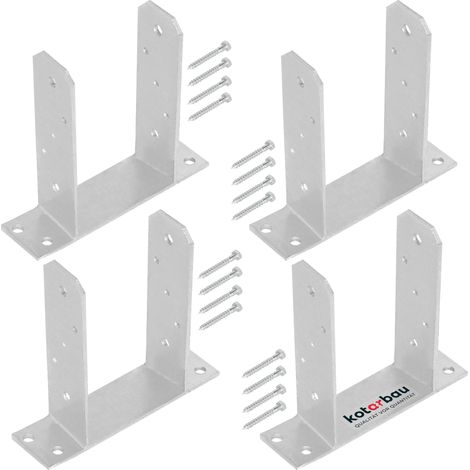 KOTARBAU® 4 Pièces Support Poteau Bois - à Visser - TT - Acier Galvanisé - 120 mm - Argent - Pied de Poteau - Fixation Robuste - Embase (1/5)