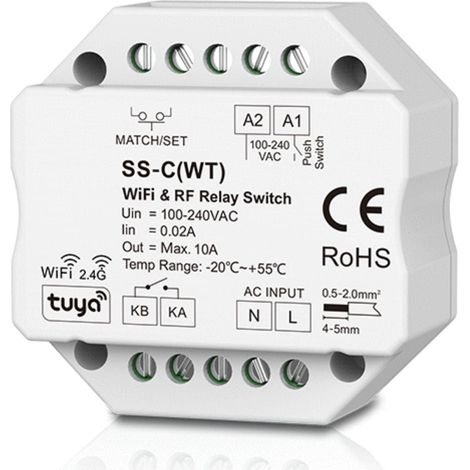 Interruptor Relay - WiFi+RF - 100-240V AC - 10A-8A-6A - TUYA