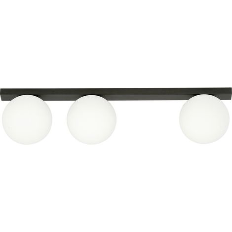 Lampada a Soffitto Fit, Acciaio verniciato a polvere, Vetro, Nero, Bianco, 70x17x14 cm