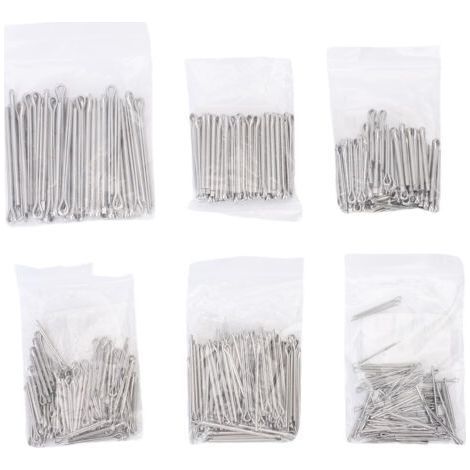 Kit d'assortiment de 410 goupilles fendues en 6 tailles différentes, goupilles de quincaillerie robustes en acier galvanisé de forme droite pour système de verrouillage d'attelage de camion (1/5)