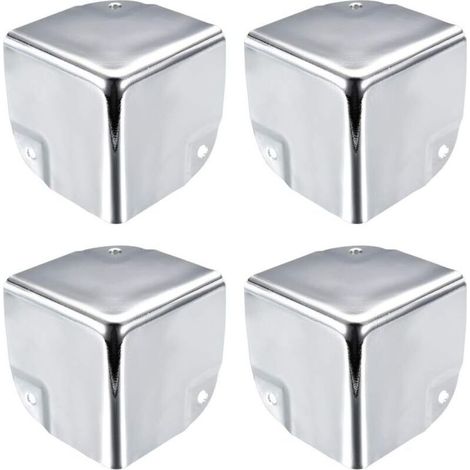 Eckenschutz aus Metall für Kisten, Kantenschutz 50 x 50 x 50 mm, silberfarben, 4er-Set, für Tisch- und Schreibtischecken.