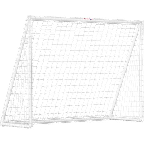Cage de football avec filet robuste, cadre en plastique et sardines d'ancrage, dimensions 240 x 90 x 180 cm, couleur blanche