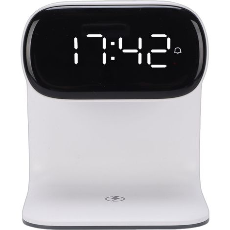 Réveil numérique avec station de charge rapide sans fil, lampe tactile intelligente 15 W et veilleuse 3 couleurs pour salon/chambre de chevet (1/5)