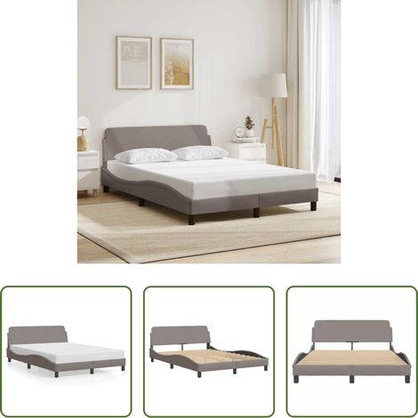 vidaXL Tête de lit - Cadre de lit Dover taupe 140x190 cm tissu (1/5)