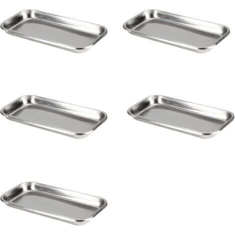 5-teiliges Edelstahl-Tablett-Set, rechteckige Edelstahl-Tabletts, rechteckige medizinische Edelstahl-Tabletts, Edelstahl-Tattoo-Tablett, Labortablett für Tattoos und zahnärztliche Eingriffe