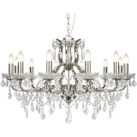 Searchlight Paris - Lampadario a 12 luci con finitura argento satinato, attacco E14 (1/4)