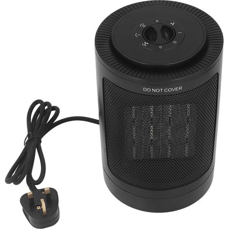 Chauffage électrique ventilateur 1500W noir, 3 vitesses réglables pour maison bureau, prise UK 220V-230V (1/5)