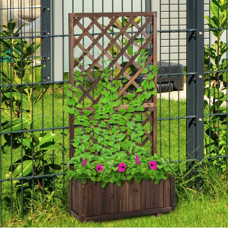 Hochbeet mit Rankgitter aus Holz 72,5x31,5x149,5 cm OKMYHOME (1/4)