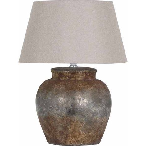 Castello Aged Table Lamp - Ceramic - L30 x W30 x H52 cm - Beige/Black/Stone