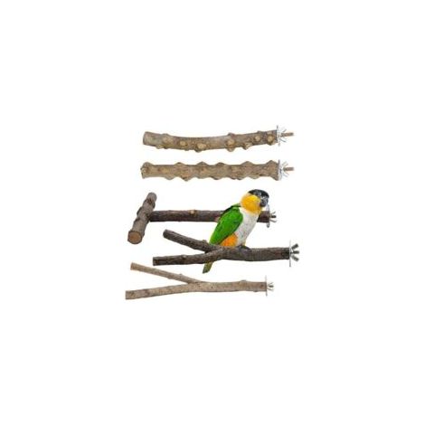 Lot de 5 perchoirs en bois naturel pour oiseaux, perchoirs en bois naturel, accessoires pour oiseaux, perruches, jouets pour oiseaux, grimper debout, cage à oiseaux