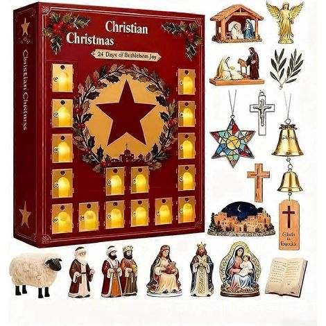 Decoración navideña Calendario de Adviento Adornos acrílicos 2D Historia de Jesús Decoraciones navideñas (1/5)
