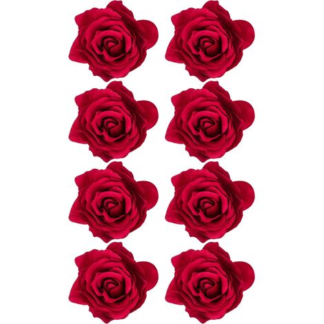 Confezione da 8 forcine floreali con rose rosse, spilla floreale, fiori di simulazione per matrimoni (1/5)