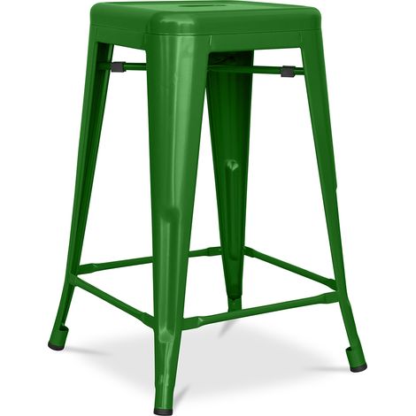Bar Stool - Industrial Design - Matte Steel - 60cm - New edition - Stylix Green