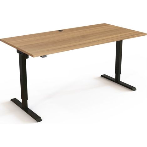 STIER Bureau électrique réglable en hauteur 501-20 160 × 180 cm Noyer Noir (1/3)