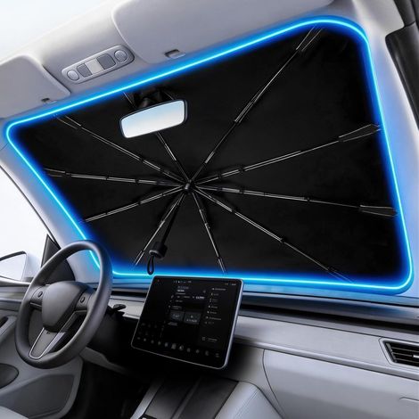 Parasol Pare-Brise Voiture Pliable et Rétractable - Protection Frontale Contre la Chaleur et les Rayons UV - Revêtement