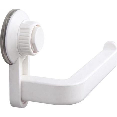 Porte-rouleau de papier toilette autocollant, avec ventouse, sans perçage, à forte adhérence, pour salle de bain et cuisine (Blanc) (1/5)