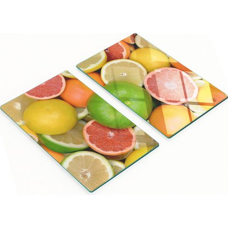 Küchenschneidebretter aus Glas mit Zitrusfruchtmotiven, 2 x 30 x 52 cm (1/5)