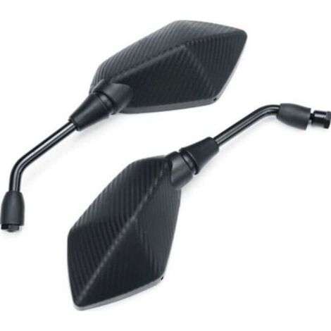 Rétroviseur Moto - Fibre De Carbone - Filetage M8 - Pour Moto Quad Scooter - Noir Aluminium - Lot De 2 (1/3)