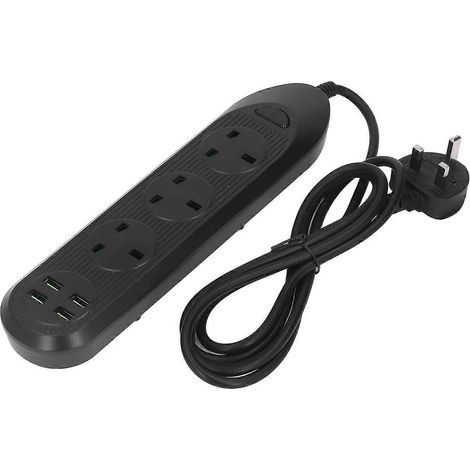 Multifunktionale Steckdosenleiste mit 3 Schnittstellen, 4 USB-Anschlüssen, 2500 W Sicherheitssteckdosen