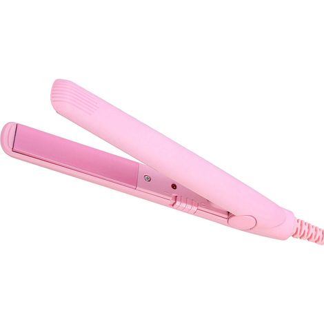 Fer à lisser et boucler 2 en 1 mini, plaque céramique tourmaline, lisseur chauffant beauté rose, fiche américaine. (1/5)