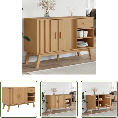 Buffet scandinave - Buffet OLDEN marron 114x43x73,5 cm bois massif de pin (1/5)