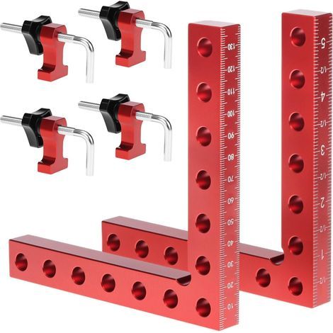 Set mit 2 (140 mm) 90-Grad-Positionierwinkeln aus Aluminiumlegierung, Holzbearbeitungswerkzeuge für Schränke, Bilderrahmen, Kisten (1/5)