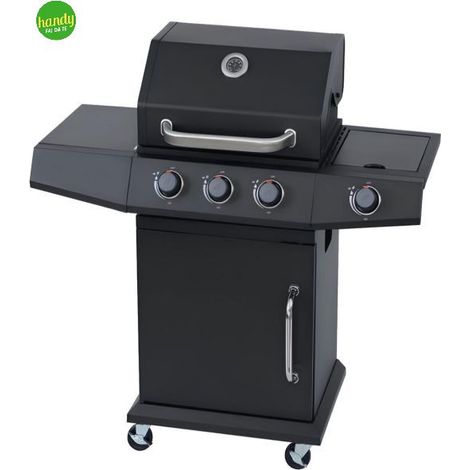 Barbecue a gas Ambra Garden Florida 3 fuochi + 1 fornello laterale piastra e griglia in ghisa 10,9 Kw