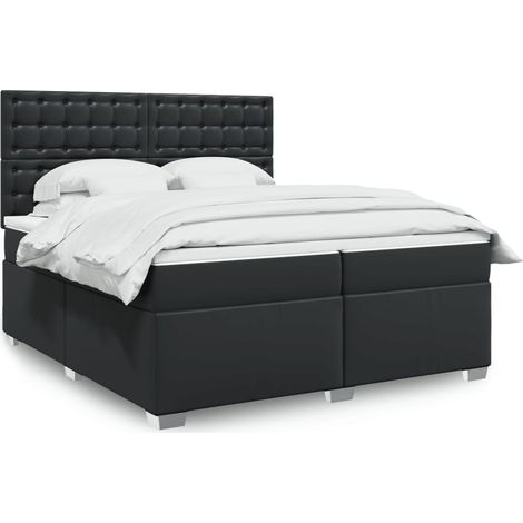 Boxspringbett mit Matratze Schwarz 200x200 cm Kunstleder