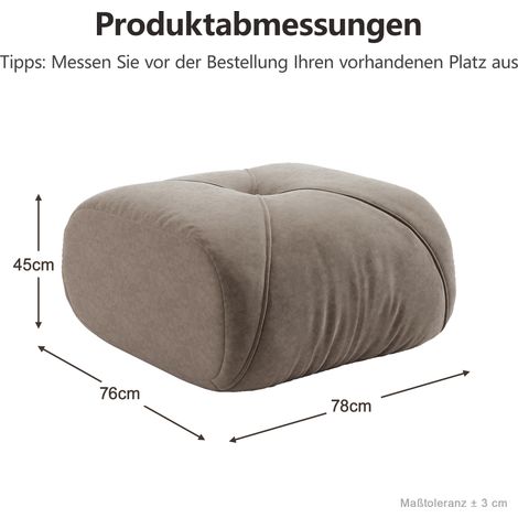 Pouf Ottoman en tissu Chenille Taupe, élégant repose-pieds pour salon, avec rangement intégré, 40cm (1/5)