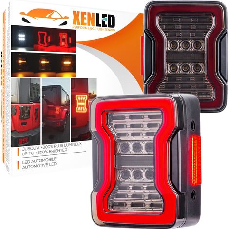 Paire de Feux Arrière LED pour Jeep Wrangler JK (2007-2018) – Clignotants Intégrés défilants, Homologué E4
