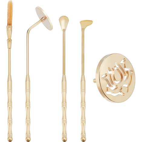 5pcs Kit de Fabrication d'encens Kit d'outils de Moule d'encens en Laiton Set-Moule d'encens Cuillère d'encens Presse d'encens Pelle Brosse pour kit de brûleur d'encens en Poudre (1/5)