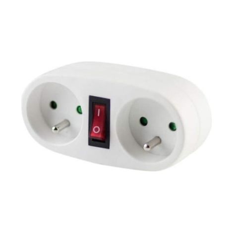 CHACON Prise biplite 2x16A avec interrupteur blanc (1/4)