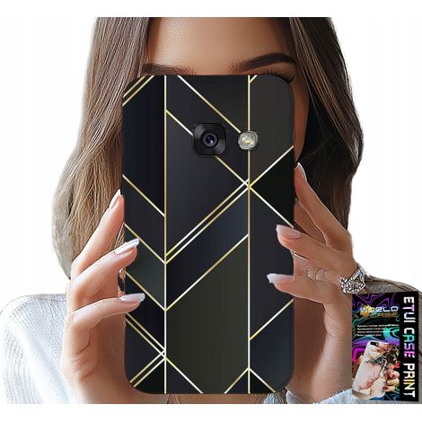Custodia per Samsung A5 2017 - cornice dorata, motivi eleganti + vetro (1/5)