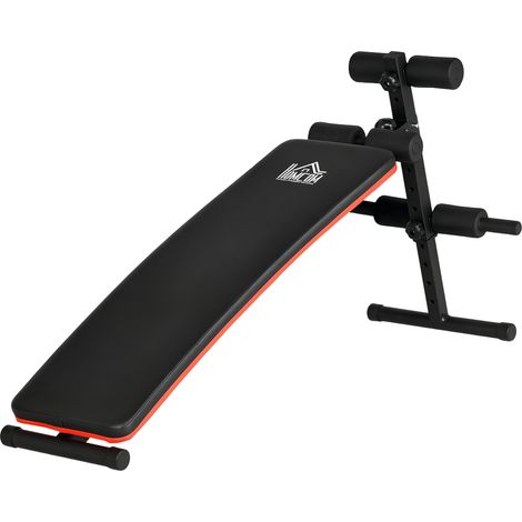 Banc abdominal pliable et réglable avec dossier rembourré. 47 x 139 x 51-69 cm. noir et rouge (1/5)