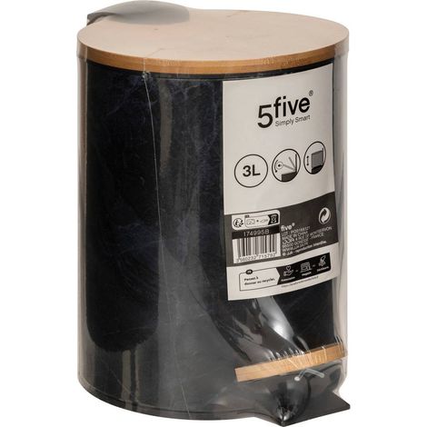 Poubelle soft close métal 3l lea noir effet marbre - 5five (1/7)