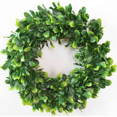 Couronne Synthétique Feuillage Vert PVC 42 cm Porte d'Entrée Foyer Ornement Intérieur Extérieur 1 Pièce (1/2)