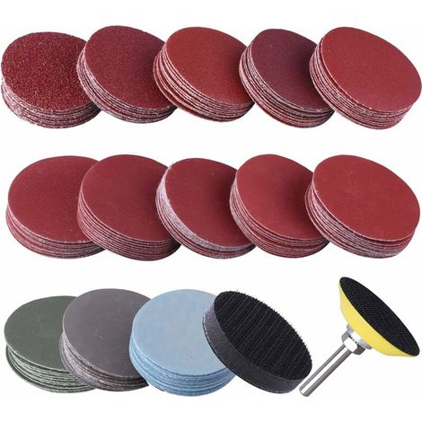 VURAHOME - 130 Pièces Disques Abrasifs 50mm Disques de Ponçage Grain 80 120 150 240 320 400 600 800 1000 1200 1500 2000 3000 pour Meulage Fraisage Gravure (1/5)