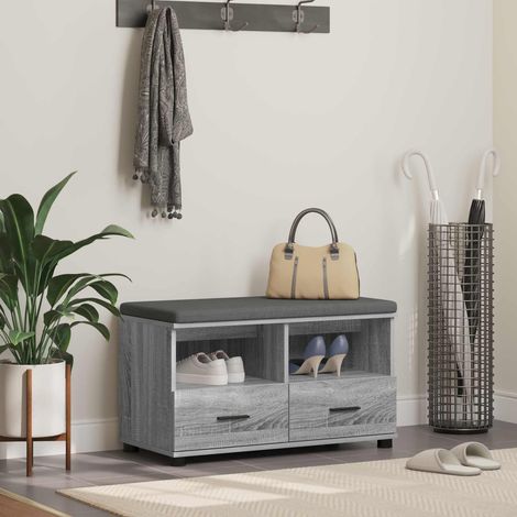 vidaXL Panca per ingresso con cuscino Sonoma grigia 80 x 38 x 46