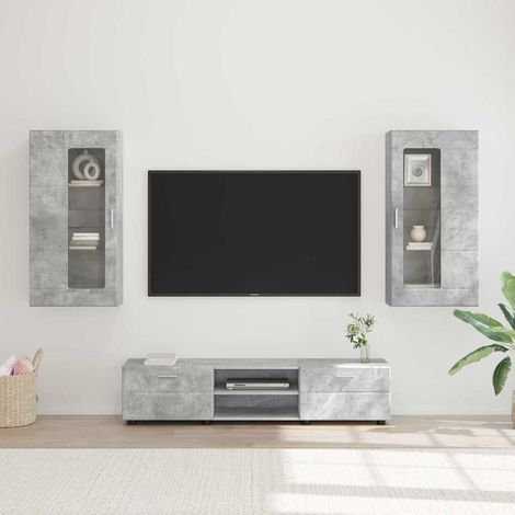 TV Cabinet Set FLORIN 3 pcs 150 x 39 x 30 cm Concrete Grey vidaXL