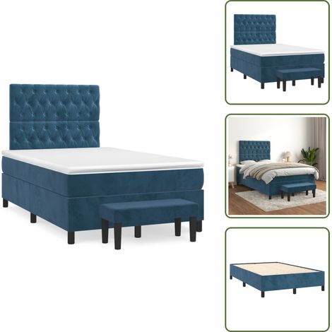 Boxspringbett mit Matratze Dunkelblau 120x190 cm Samt - Samtbett - Boxspringbett - Doppelbett - Betten Günstig - Schlafsofa (1/5)