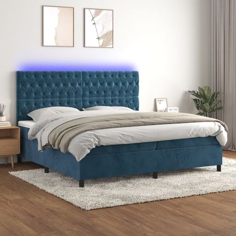 Boxspringbett mit Matratze & LED Dunkelblau 200x200 cm Samt vidaXL (1/5)