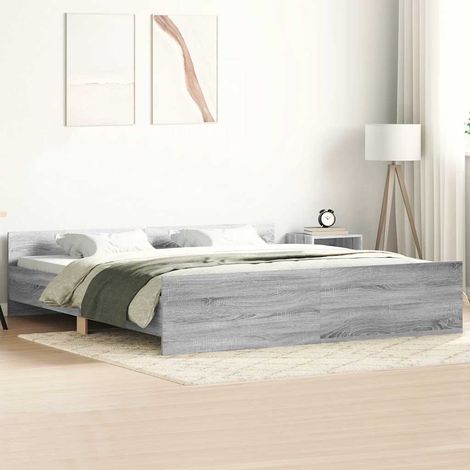 Estructura de cama con cabecero piecero gris  160x200 cm
