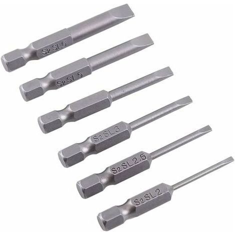 Embouts de tournevis magnétiques à fente de 50 mm, jeu de 6 pièces pour tournevis électriques, LYLM (1/3)