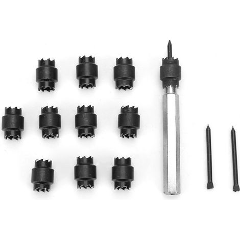 13pcs 3/8'' HSS double-sided rotary spot weld drill bit remover kit, high-speed steel hole cutter, metal stripping tool for auto body repair (1/5)